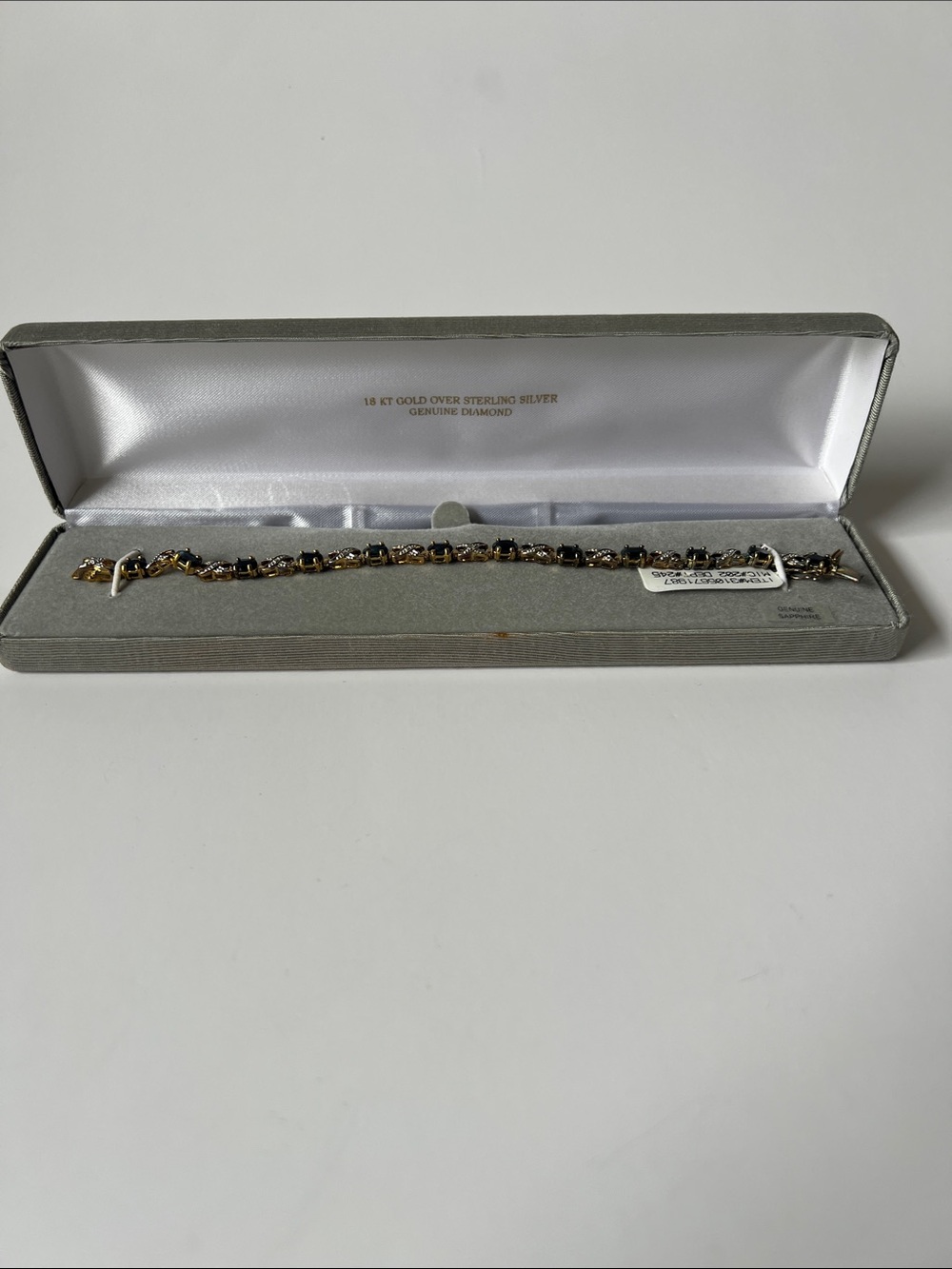18 Kt Gold Over Sterling Silver Tennis Bracelet - Genuine Diamonds New